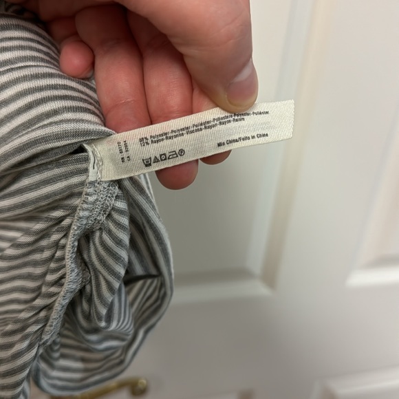 Free People beach grey and white striped light weight dress long sleeve soft M - Picture 5 of 6